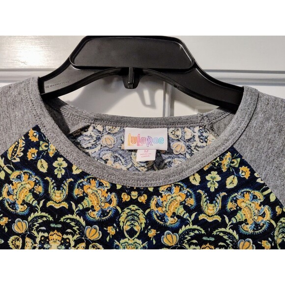 LuLaRoe Randy Raglan Size Medium Orange Green w Grey Sleeves Fast Shipping - Picture 11 of 12